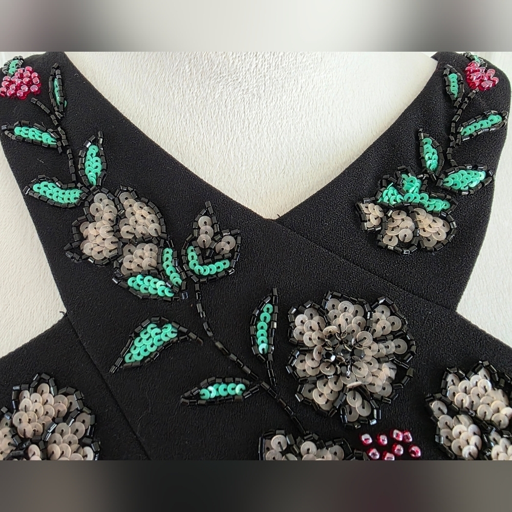 Pronovias Barcelona Embellished Black Halter Gown High-Low Hem-NWT Size 2 - Picture 6 of 15